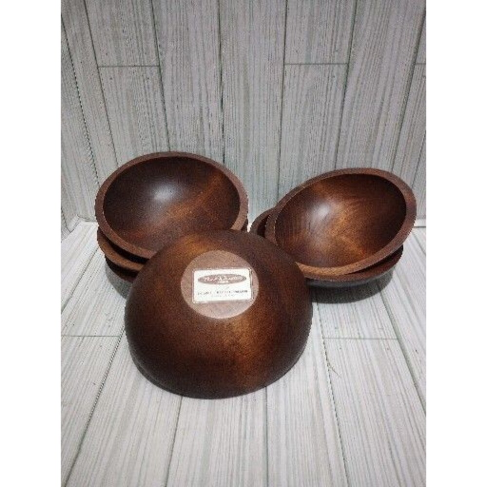 Mort N. Marton Vintage Wooden Salad Bowls Made In NY Hand Carved